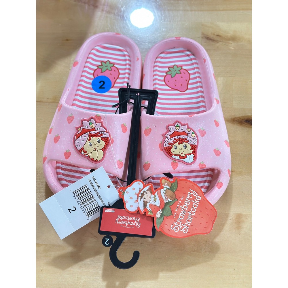 Strawberry Shortcake Slides Kids Size 2 Pink NWT Retro Character Shoes
